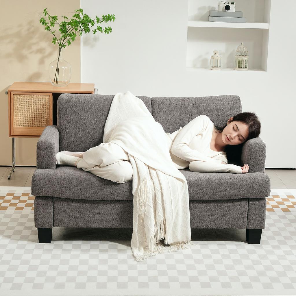 2-Seater Sofa 120 Cm with Removable Backrest Cushions, Chenille Fabric for Living Room, Bedroom, Office, Dark Grey