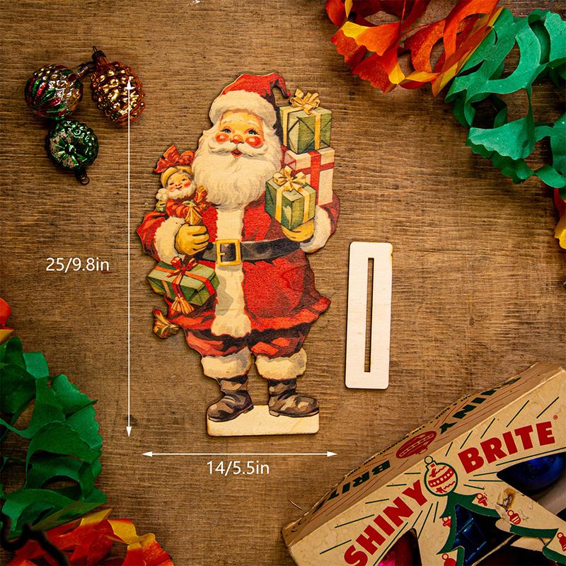

Деревянное рождественское украшение стола Санта-Клауса - рождественская табличка, декоративная полка для подноса, домашний зимний праздничный ужин красный