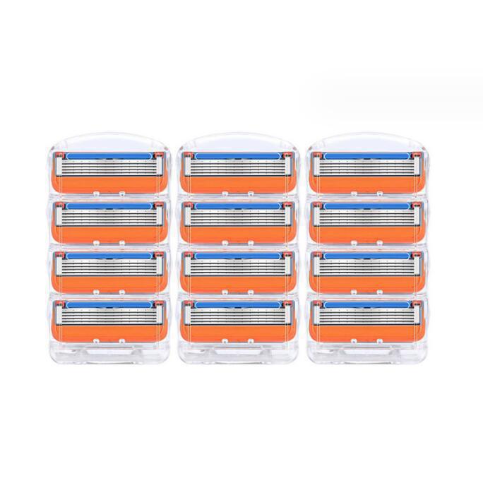 5-Blade Manual Razor with Universal Cartridge - Orange and Blue