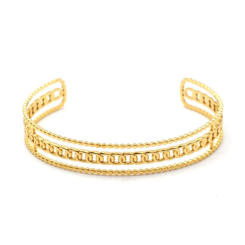 Stainless Steel Wheat Shaped Bracelet Geometric Hollow Open Bangle for Women Anniversary Gift Couples Adjustable Jewelry