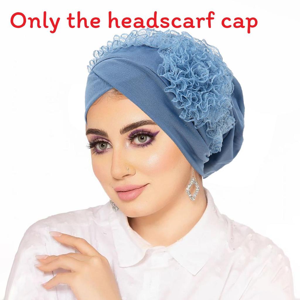 Pure Color Headscarf Hat With Floral Lace Design For Women Summer Winter Spring Fall