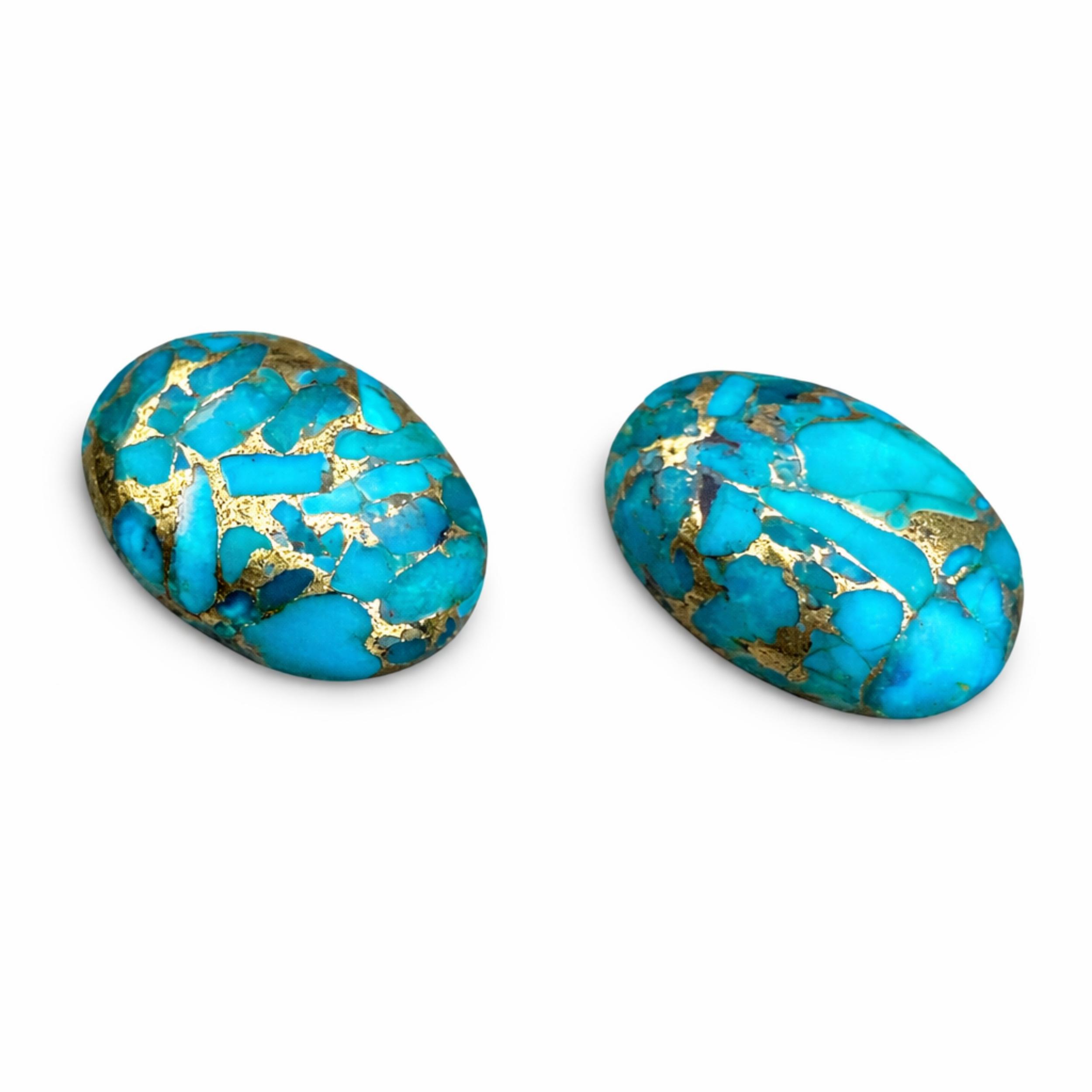 

AAA+ Blue Copper Turquoise Oval Cabochons, Flat Back Natural Gemstone, High Grade Turquoise Stone for Jewelry Making 6x8mm синий