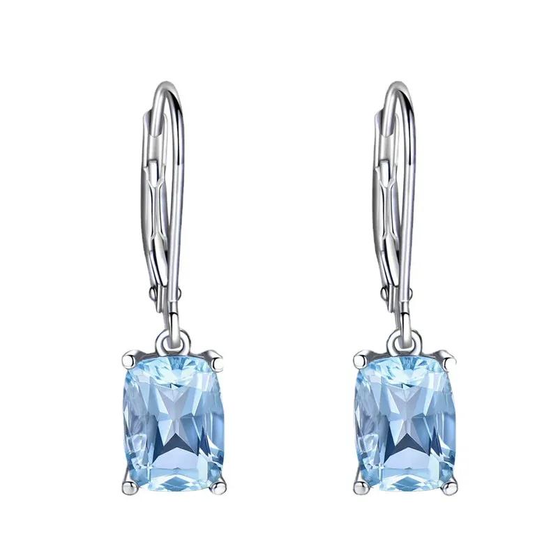 925 Sterling Silver Sky Blue Topaz  Earrings Elegant Gemstone Party Wedding Engagement  for Women  Fine Jewelry Gift Wholesale