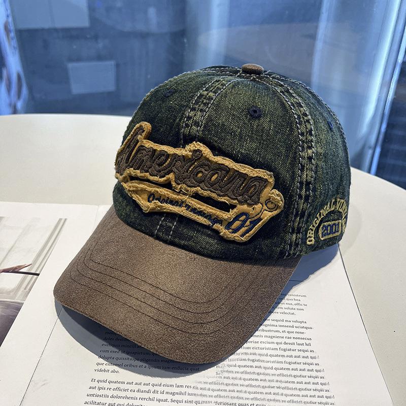 

Американские винтажные буквы, состаренные кепки, пары, универсальные солнцезащитные шляпы, большие головы, обхват лица, маленькие ковбои, бейсболки Adjustable