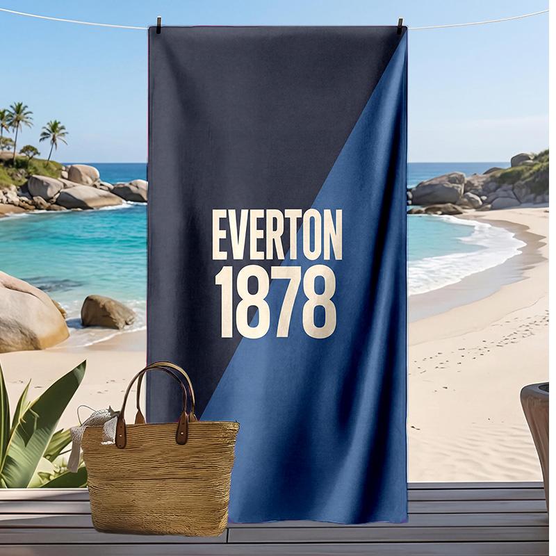Ręcznik plażowy z nadrukiem Everton Football Club, Duży Miękki Szybkoschnący Ręcznik na Plażę Kemping Pływanie