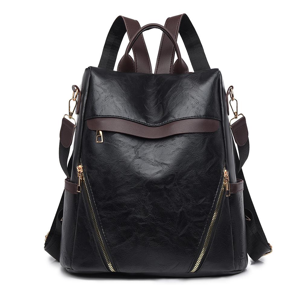 Anti-theft Backpack Women's PU Backpack Large Capacity Lightweight Travel Bag Student Schoolbag