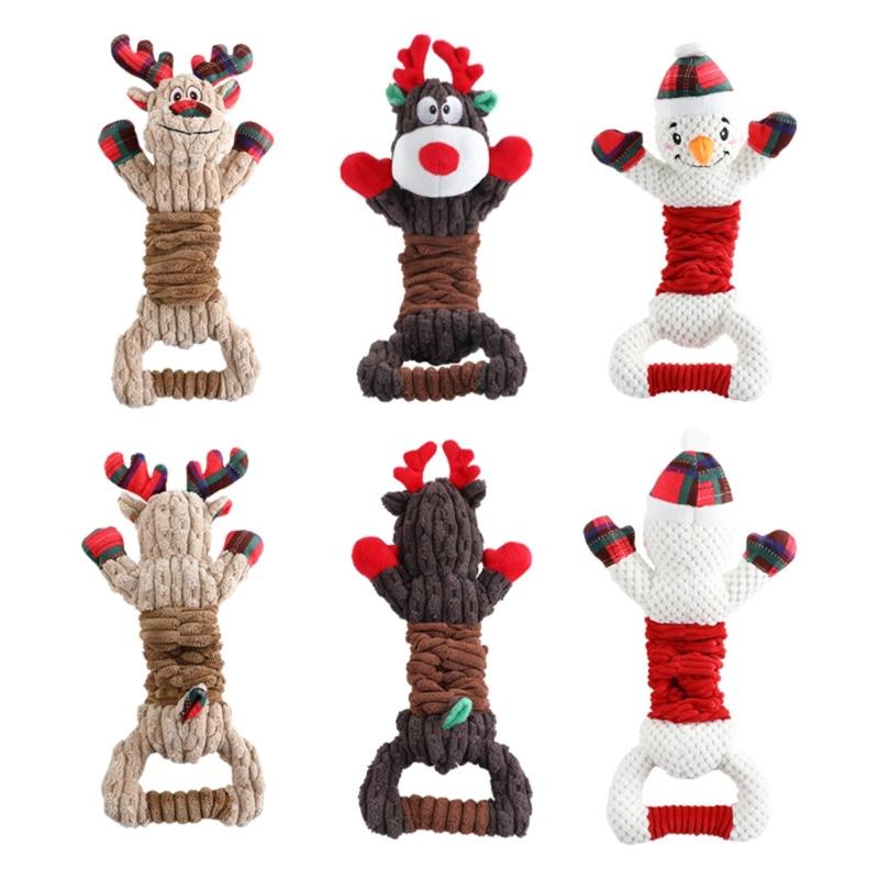 Christmas Dogs Toy Bites-Resist Stuffed Toy Funny Interactive Elasticity Dogs Chew Toy for Outdoor Dogs Tooth Molar Tool