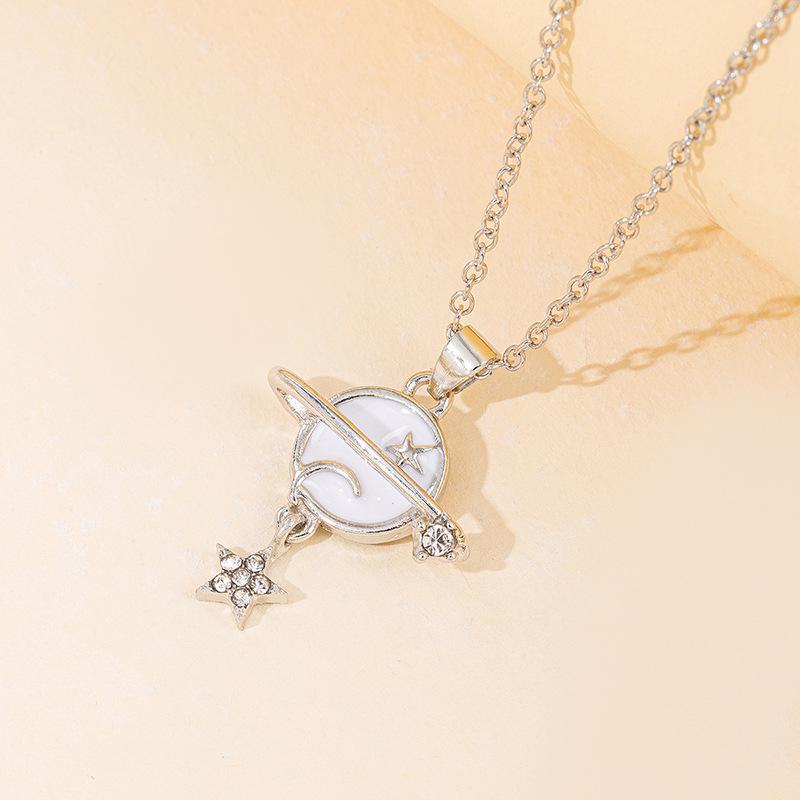 2024 Autumn Rhinestone Star & Moon Pendant Necklace for Women