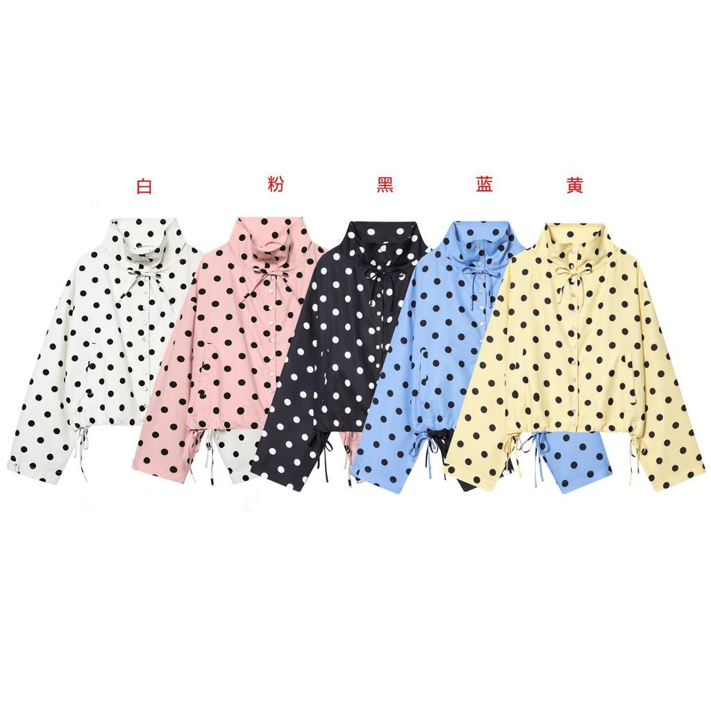 New European and American casual style loose high-collar polka dot jacket 4341730