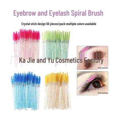 50-Pack Disposable Eyelash and Eyebrow Brushes - Grafting Tools & Curling Comb Spiral