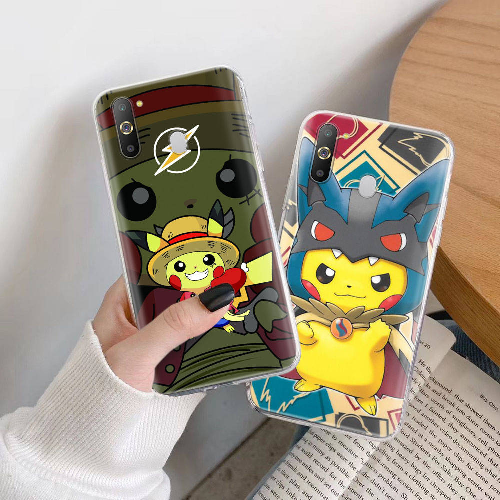 Transparent Case for Samsung A04 A14 A23 M33 M53 Realme 10 9 C35 C55 VIVO X80 Infinix Hot 30 Note 11 Tecno Spark 8P Pro P-33 Pokemons Pikachu