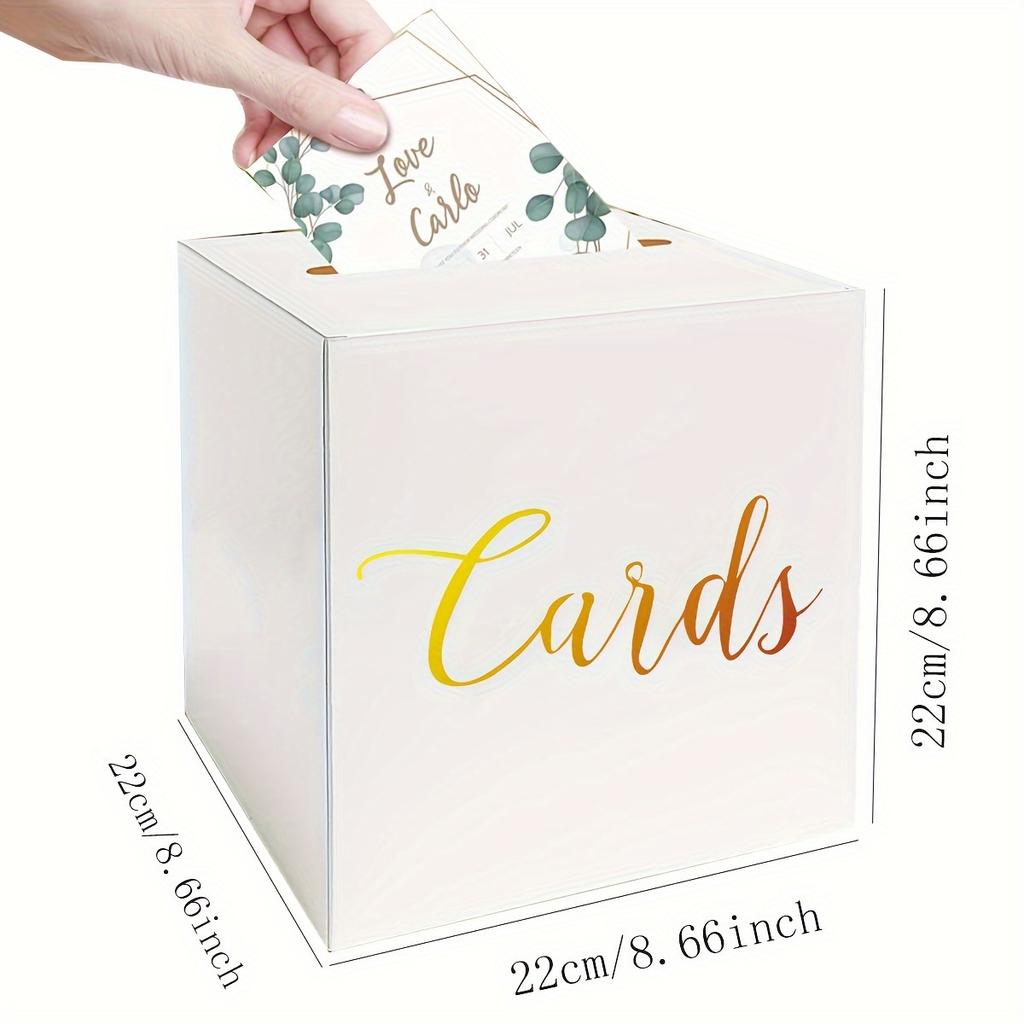 Boîte à cartes blanche avec motif en feuille d'or pour jeu de vote mariage boîte cadeau spéciale avec 10 cartes pour réceptions baby showers fêtes