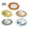 Washable Placemat Scalloped Linen Dining Table Mat Machine Wrinkle Colorful Free for Home Farmhouse Kitchen Restaurant Wavy Edge