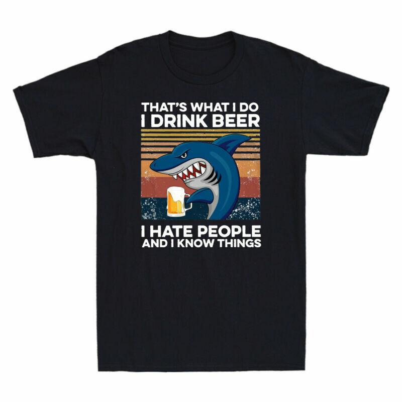 Retro I Thats Hate Shark Beer TShirt Do White What I Drink Unisexs People Tee I S