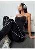 Color Block Women's Yoga Bodysuit with Hollow Back and Flared Pants for Dance and Fitness