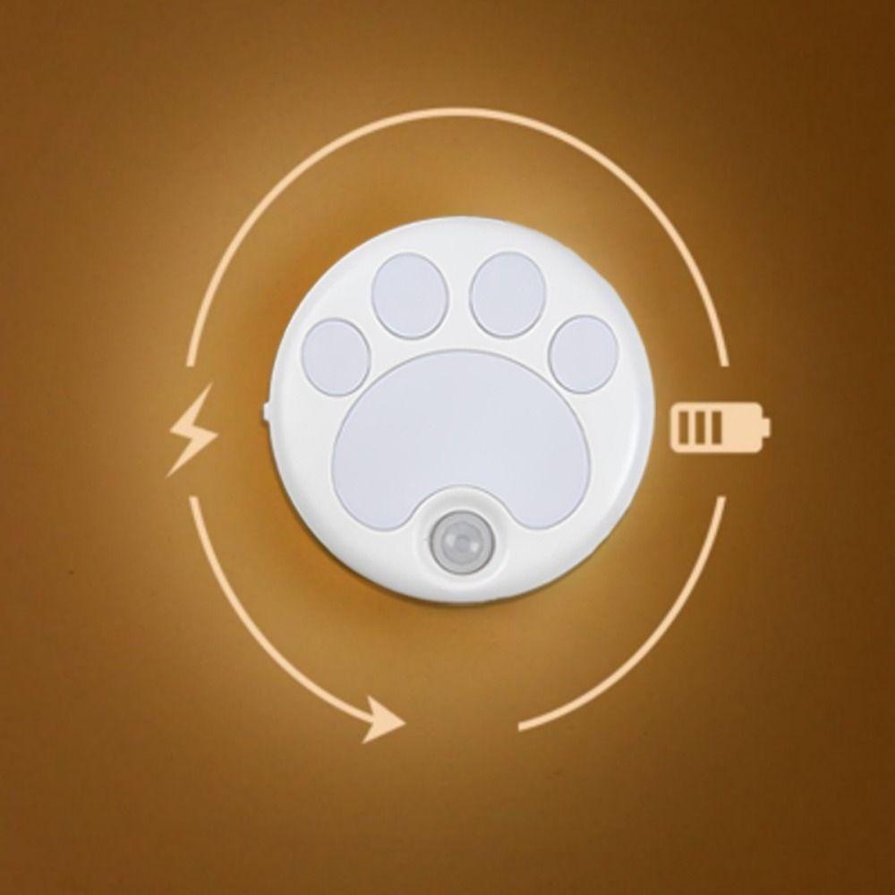 With Motion Sensor Cat Paw Night Lamp USB Rechargeable Wireless LED Light  Kitchen
