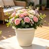 Round Container Gardening Planter Flower Pot, Lightweight Plant Pot with Drainage Elegant Garden Decor Pots Holes, Modern for Indoor And Outdoor