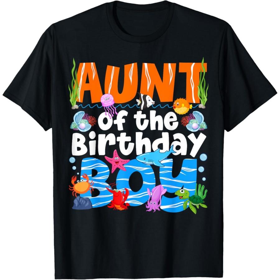 Aunt Under Sea Birthday Party Boys Ocean Sea Animals Themed T-Shirt XXXXXL чёрный