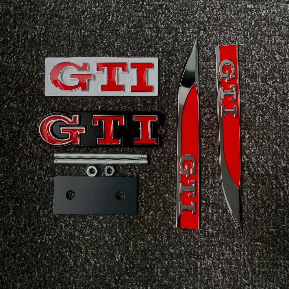 OMV4   For VOLKSWAGEN VW GTI 3Pcs 3D Metal Car Trunk Logo Sticker Grill Emblems Badge Decals For VW Golf 2 3 4 5 6 8 MK2 MK3 MK4 MK5 MK