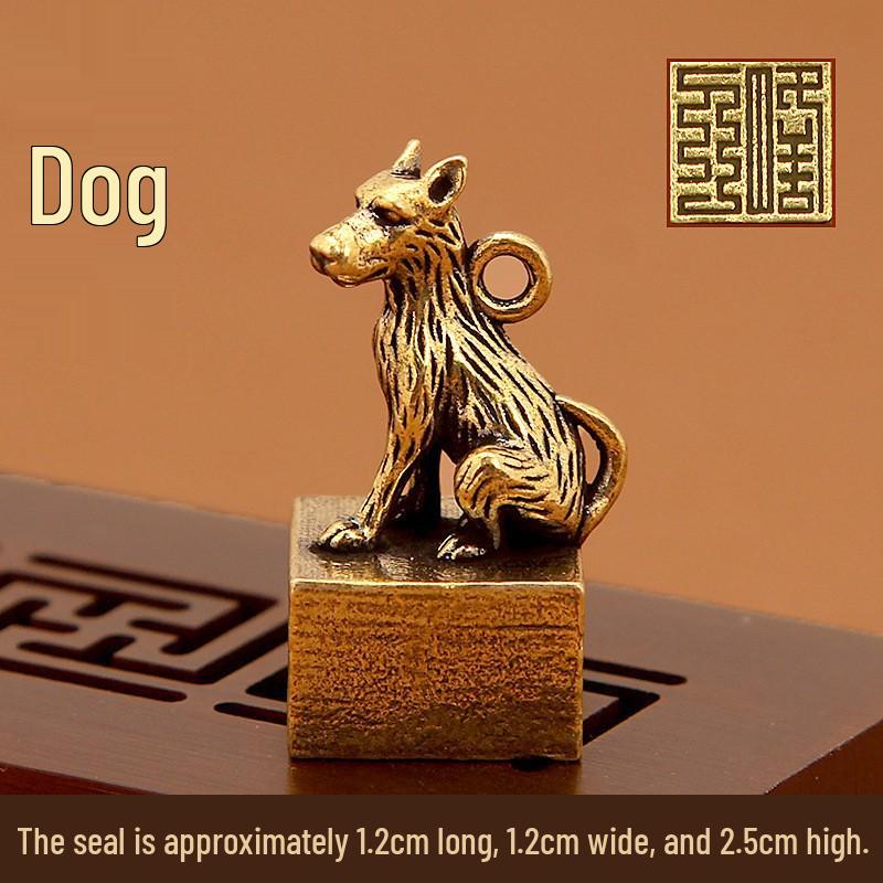 Porta-chaves Selo de Latão do Zodíaco Chinês: Pingente Retrô e Presente Criativo