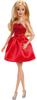 Barbie Mattel 80th Anniversary Ruby Red Celebration Blonde Fashion Wears a Red Dress with Silver Shoes and Doll. Necklace. Collector's Toy.