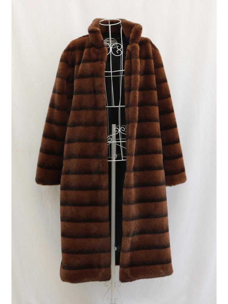 Dámský retro dlouhý kabát z umělé norkové kožešiny – Zimní ležérní teplý větrovka