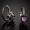 Women Elegant Purple Heart Shape Leverback Hoop Earrings