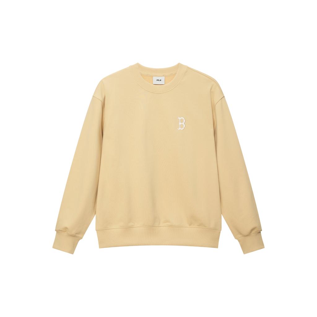 New MLB MONOGRAM Collection Boston Red Sox SS25 Crewneck Sweatshirt Unisex Light Beige Yellow 3AMTM0451-43BGL