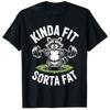 Kinda Fit Sorta Fat  Funny Gym Bear Weightlifting Workout TShirt Y2k Humor Raccoon Weightlifter Fitness Saying Tee Novelty Top