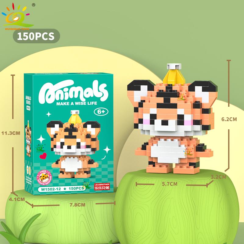 HUIQIBAO Mini Drăguț Anima Micro Blocuri de Construcție 3D Model Diamant LION Cărămizi DIY Jucării de Construcție Oraș pentru Copii Cadou