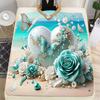 Themed Beach Scene 3D Print Flannel Blanket, Soft Warm Throw Blanket Nap Blanket For Couch Sofa Office Bed Camping Trave Blanket