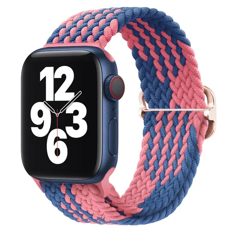 Geflochtener Solo Loop für Apple Watch 10 Band 42 mm 46 mm 45 mm 44 mm 40 mm 9 8 7 6 5 4 SE 2 Verstellbares elastisches iWatch Ultra Nylonband