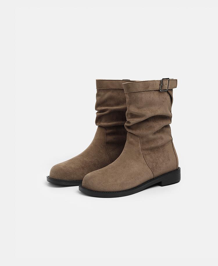 Internet celebrities with the same 2025 winter new matte suede sleeve artificial short plush round head popular shoes fashion boots women