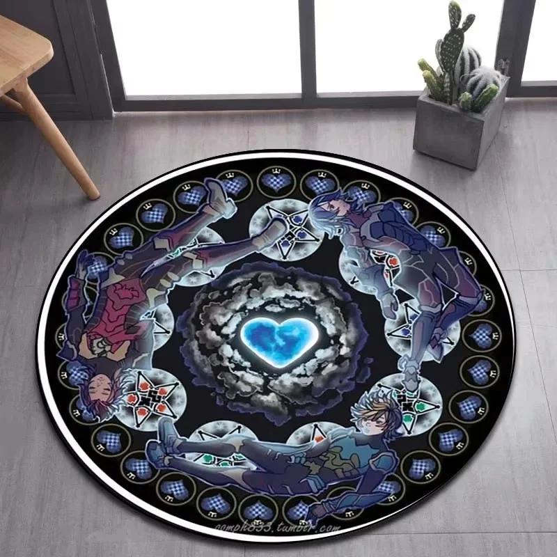 Alfombra Redonda Kingdom Hearts - Felpudo Antideslizante de Dibujos Animados para Sala de Estar, Baño, Cocina y Felpudo