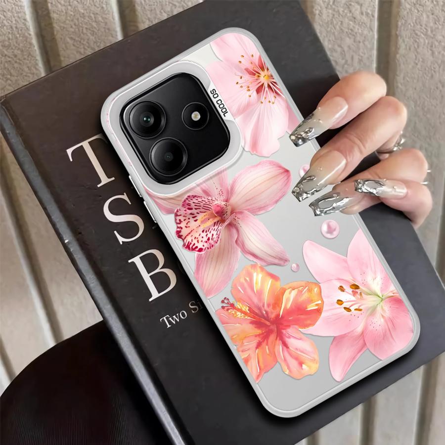 Pink Lily Flower Pattern Back Phone Cover Case for Xiaomi Poco F4 X3 NFC X5 X3 Pro C51 F3 GT C50