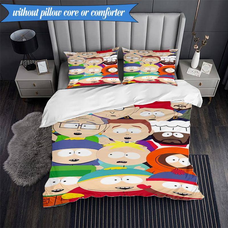 South Friends Adventure 3pcs K-pop music group Bedding set,Ideal for Bedroom, Dormitory,Including Duvet Cover And 2pcs Pillowcases,Fan gifts