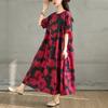 DIMANAF 2025 Vestido de Verão Plus Size Mulheres Casual Vintage Vestido Longo Estampa Floral Solto Vestido Camisa Maxi