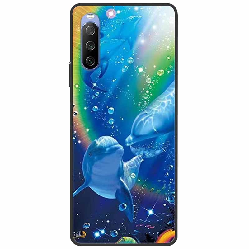 Soft Cover For Sony Xperia 10 III /5 III /1III Case Silicone Painted Marble Cat Funda Cover for Sony Xperia 1 II /10 II /5 Coque