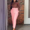 Women’s Fashion Solid Suit Pants with Belt High Waist Breathable Slim Trousers with Pocket Casual Simple Soft Comfortable Loose Pants