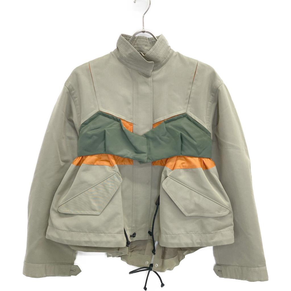 Sacai 22AW 22-06187 Khaki Cotton Gabardine Mix Blouson Jacket 1 beigeUsed