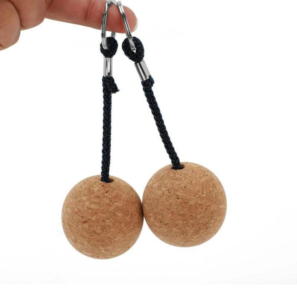 Round Floating Cork Keyring Ball Wooden 2pcs Accessories