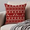 Christmas Illustration Festive Cushion Cover Pillowcase Antidustmite Invisible Zipper Short Plush Sofa Cushion