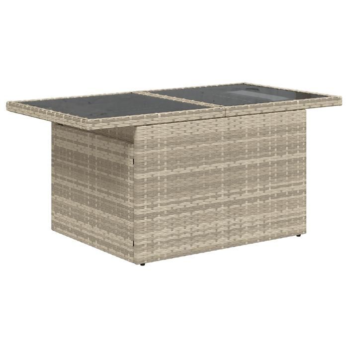 Ensemble de sofa de jardin 8 pièces avec coussins gris clair poly rotin, Sofa de jardin 2 places avec rangement et coussins 3357065