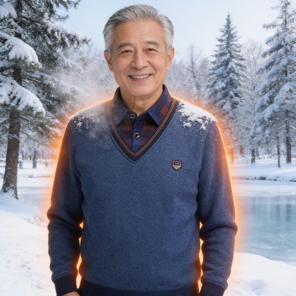 Herren Winter Strickpullover Mit Wellenpunkt- Und Karomuster Für Lässige Kleidung Für Mittleren Alters