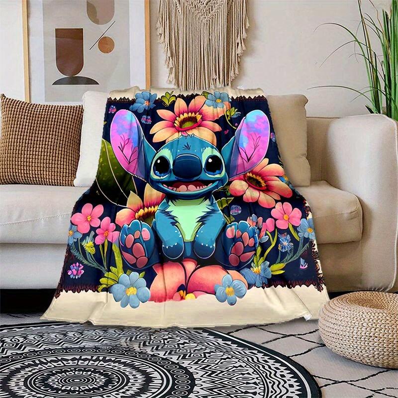 1pc Stitch Printing Blanket - Soft, All-Season Throw for Office Blanket, Personalized Gift with Adorable Cartoon Design