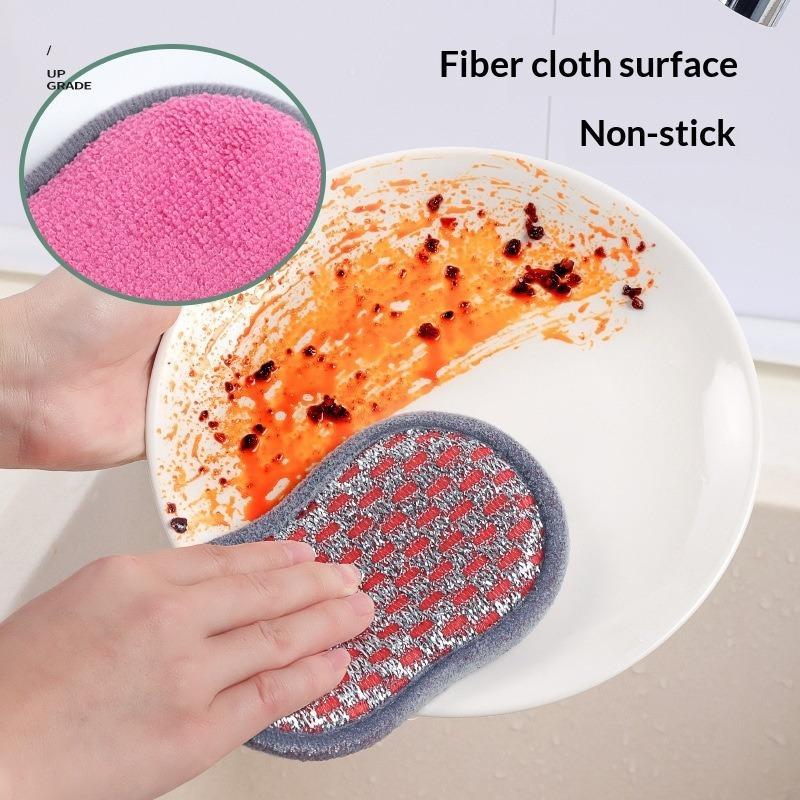 Scouring Cloth, Kitchen Dish Towel, Sponge Block, Cleaning Brush, Double-sided Non-oil Fiber Rag, Magic Wipe Pot Artifact