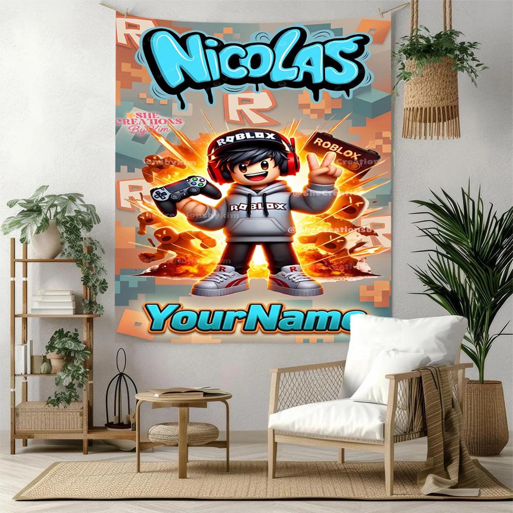 Roblox Custom Your Name Wall Decor Tapestry Art For Pet Memorial Birthdaywedding Party Backdrop Family Gift