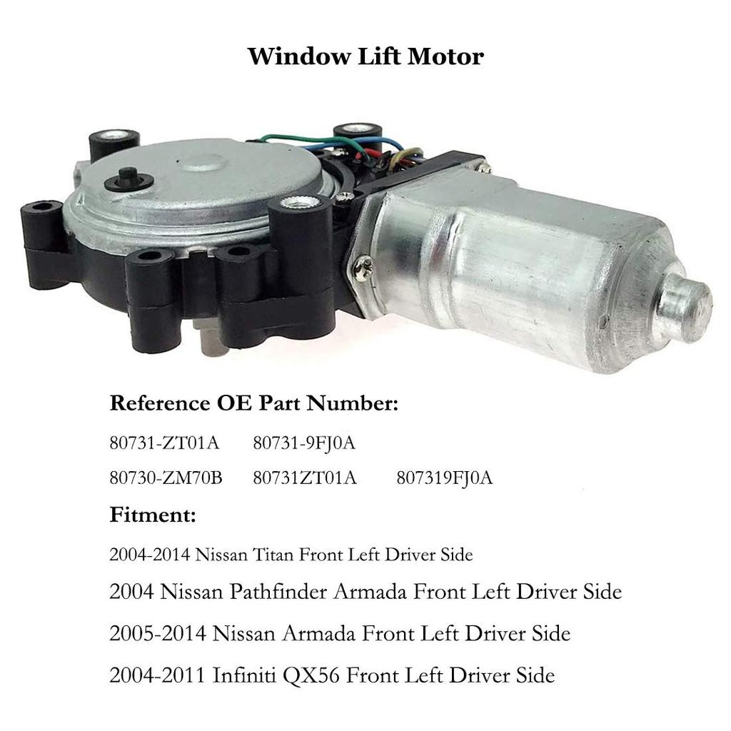 Power Window Lift Motor Front Left Driver Side for 2004-2014 Nissan Titan 2004 Nissan Pathfinder Armada 2005-2014 Nissan Armada 2004-2011 Infiniti