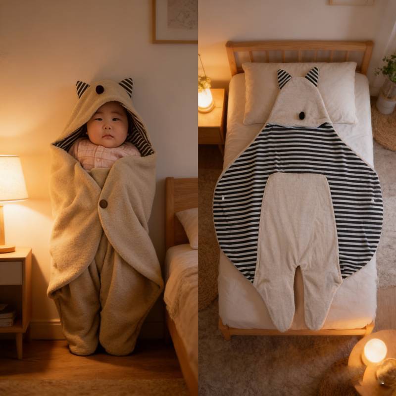 Baby Swaddle Sleeping Bag With Plush Lambswool Material For Newborn Fall And Winter Comfort