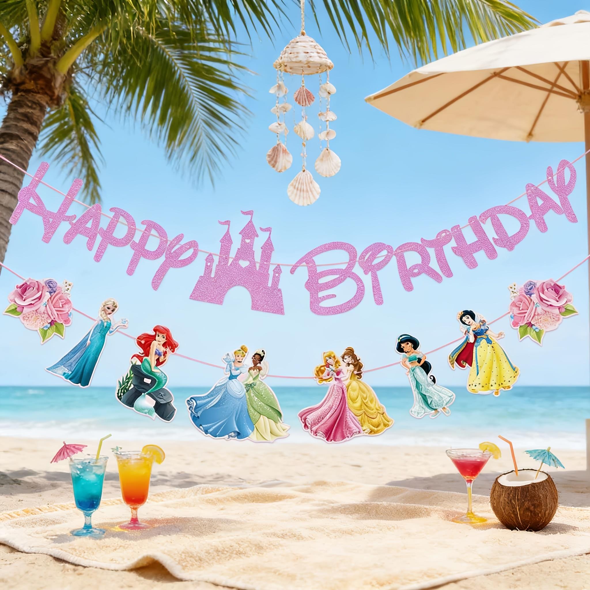Disney Atmosphere Princess Series Birthday Party Decoration Banner Pull Flag Double-layer Design Wall Sticker, The Overall Style Is Dreamy and Sweet Princess series